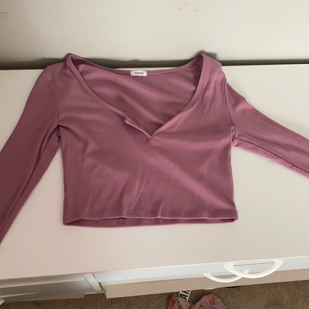 Purple ribbed long sleeve